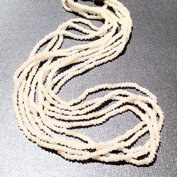 Vintage Diagonal Cut Opalescent Tube Bead Multi-Strand Necklace - Picture 6 of 7